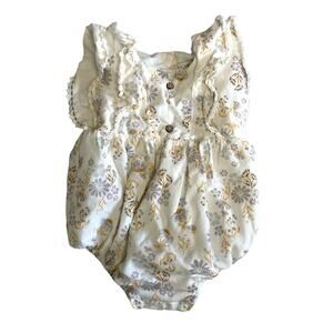 Rachel Zoe Baby Floral Cream Romper with Key Hole Back Size 3-6 Months